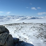 dsc02968: 
Westwards view from the foot of Hallingskarvet. The glacier Hardangerjøkulen and the western part of Hallingskarvet visible.
