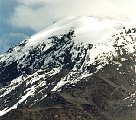 Kibo. 'Stien' du ser er ruta mot toppen langs Machame-Mweka-ruta.